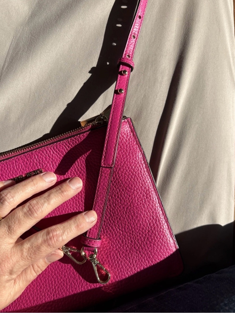 Michael Kors Jet Set LG DBL Pouch Shoulder/Crossbody, Wild Berry/Deep Pink - Picture 10 of 14